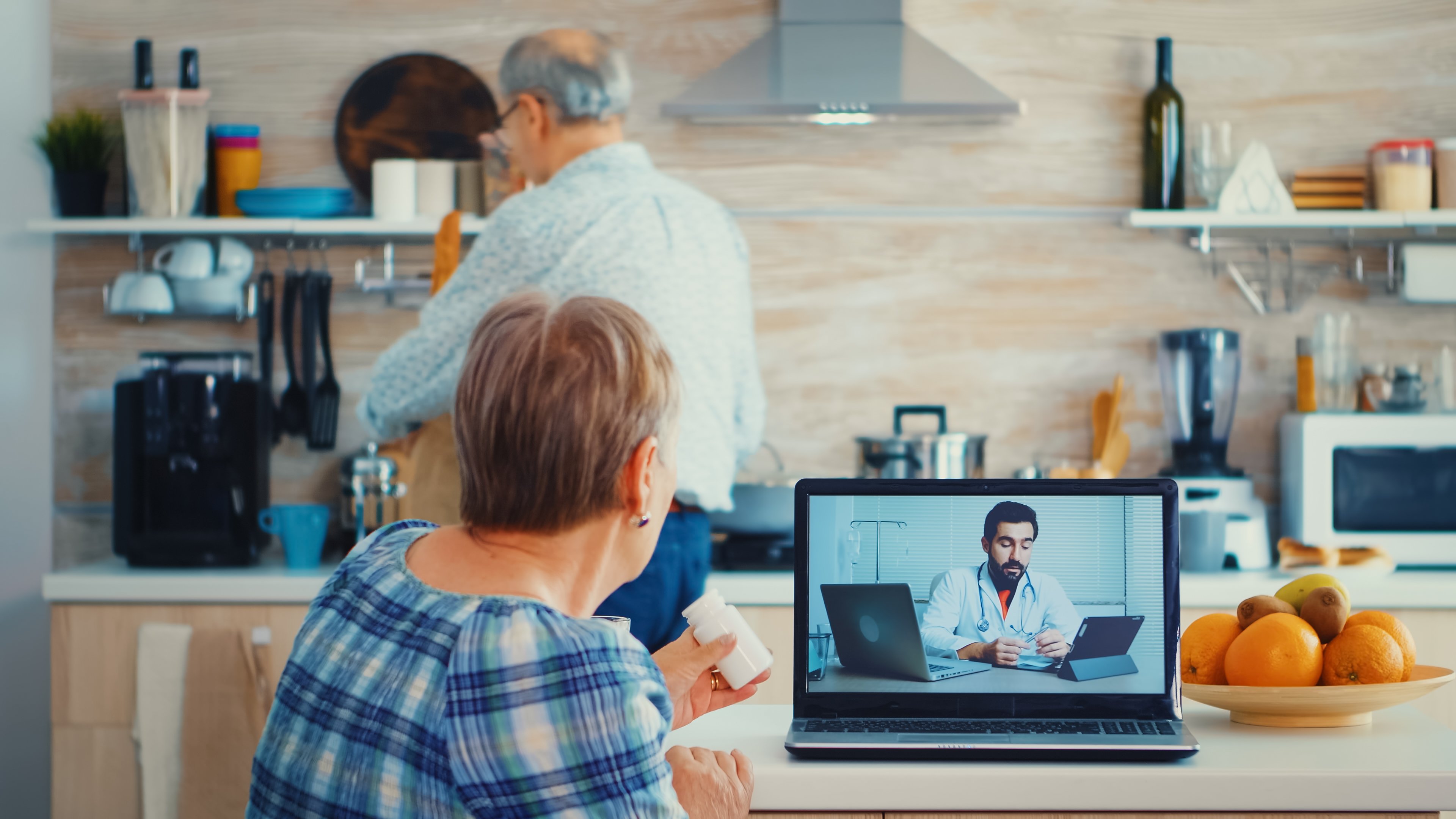 senior woman using telemedicine for depression screening